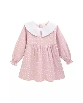 Фланелевое платье для девочки с принтом и воротником Питер Пэн Dadati, розовый