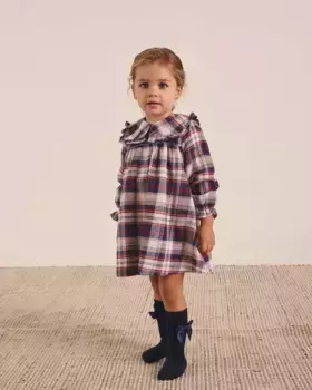 Фланелевое платье для девочки в сине-бордовую и белую клетку в клетку Dadati, мультиколор