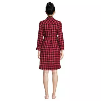 Фланелевое платье-рубашка для сна с длинными рукавами Petite Lands' End Lands' End