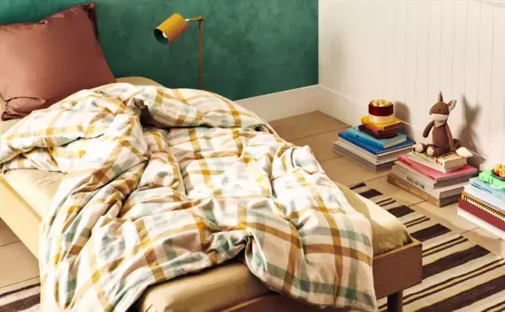 Фланелевое пододеяльник в мелкую клетку Zara Home, розовый