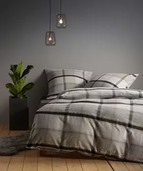 Фланелевое постельное белье Fleuresse Lech Raisio серый 200х220 см + 2х 80х80 см