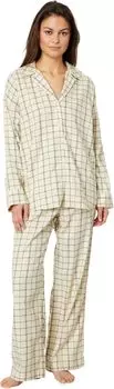 Фланелевой пижамный комплект в клетку Madewell, цвет Ecru