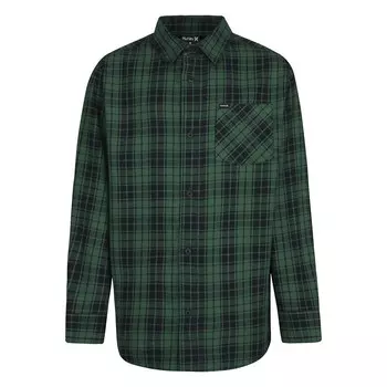 Фланелевой топ Hurley в клетку с длинными рукавами для мальчиков 8–20 лет, зеленый