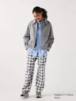 Фланелевые брюки клетчатые Uniqlo, белый