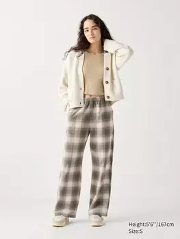 Фланелевые брюки клетчатые Uniqlo, бежевый