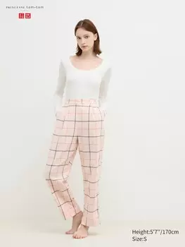 Фланелевые брюки клетчатые Uniqlo, цвет 30 бежевый