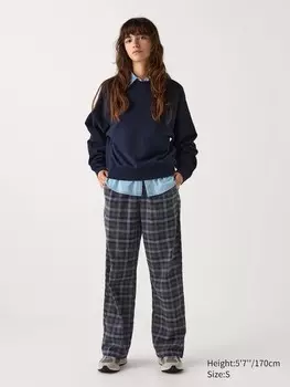Фланелевые брюки клетчатые Uniqlo, серый