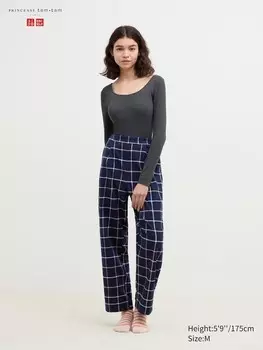 Фланелевые брюки клетчатые Uniqlo, синий