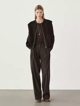 Фланелевые брюки с вытачками Massimo Dutti, коричневый