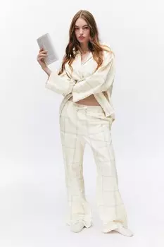 Фланелевые брюки свободного кроя Monki, бежевый