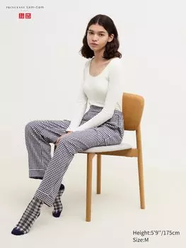 Фланелевые брюки в клетку Uniqlo, цвет 69 синий