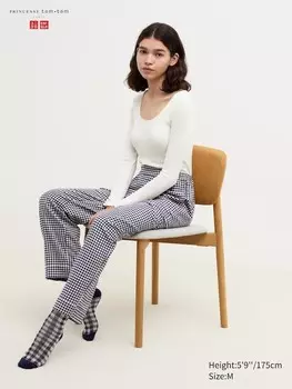 Фланелевые брюки в клетку Uniqlo, синий