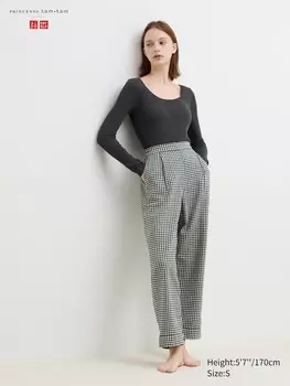 Фланелевые брюки в клетку Uniqlo, зеленый