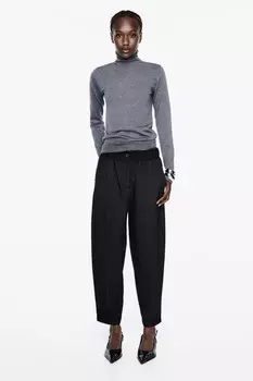 Фланелевые брюки ZARA, черный