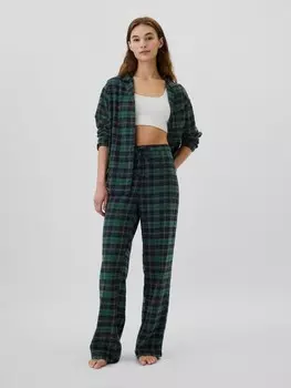 Фланелевые пижамные брюки Gap, зеленый