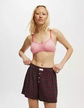 Фланелевые шорты-боксеры бойфренда красного цвета Cotton:On