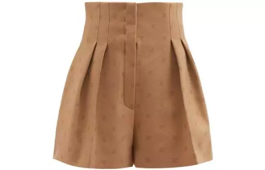 Фланелевые шорты Karligraphy с высокой талией, гладкие FENDI, Camel