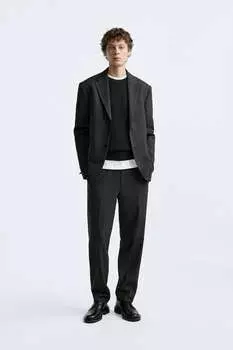 Фланелевый костюмный пиджак ZARA, антрацитовый серый