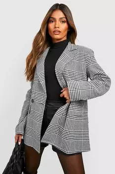 Фланелевый пиджак свободного кроя Boohoo, черный