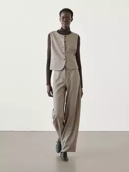 Фланелевый жилет для костюма Massimo Dutti, бежевый