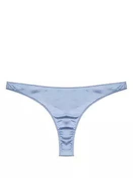 Fleur Du Mal атласные трусы-стринги Luxe с бантом, синий