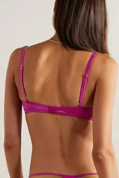 FLEUR DU MAL Атласный бюстгальтер-балконет Novelty Heart с вырезами на косточках, фуксия