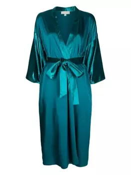 Fleur Du Mal атласный халат с поясом, синий