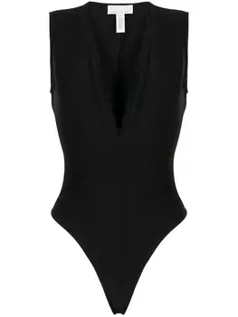 Fleur Du Mal боди Margo с глубоким V-образным вырезом, черный