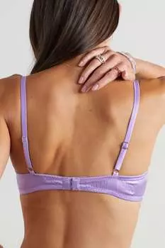 FLEUR DU MAL Бюстгальтер балконет с мягкой чашкой на косточках из тюля с вышивкой и атласа на косточках, сиреневый