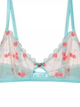 Fleur Du Mal бюстгальтер из смесового шелка с вышивкой, зеленый