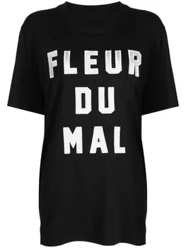Fleur Du Mal футболка из джерси с вышитым логотипом, черный