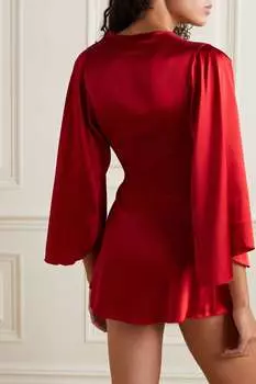 FLEUR DU MAL халат Angel из эластичного атласа с поясом, красный