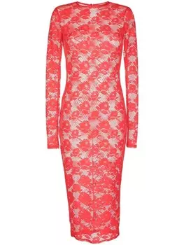 Fleur Du Mal кружевное платье миди Rosalia, красный