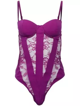 Fleur Du Mal полупрозрачное кружевное боди, розовый