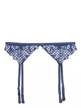 Fleur Du Mal пояс для чулок Lily с вышивкой, синий