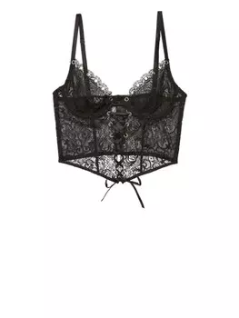 Fleur Du Mal топ-бюстье с вышивкой и шнуровкой, черный