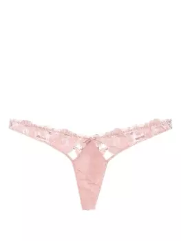 Fleur Du Mal трусы-стринги с цветочной вышивкой, розовый