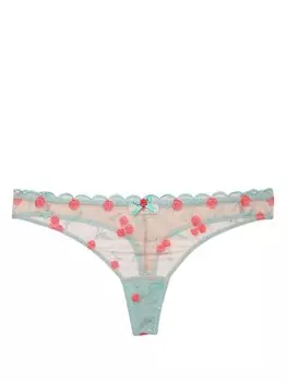 Fleur Du Mal трусы-стринги с вышивкой, синий
