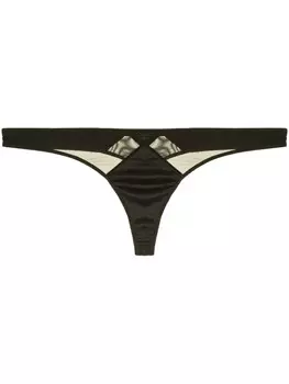 Fleur Du Mal трусы-стринги Satin Luxe с декоративной строчкой, черный
