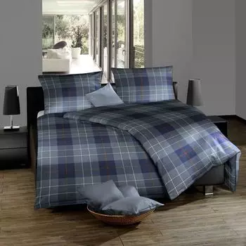 Fleuresse Lech Fine фланелевое постельное белье 240х220 в клетку темно-синий ржавчина 604112-02