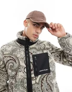 Флис бордовый с застежкой-молнией в сером цвете пейсли Jack & Jones