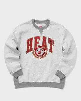 Флис Mitchell & Ness Nba Premium Fleece Crew Vintage Logo Miami Heat, цвет grey heather