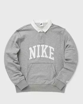 Флис Nike Club Fleece Long-Sleeve Fleece Polo, цвет dk grey heather/white