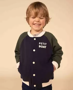 Флисовая бейсбольная куртка для мальчика Petit Bateau, синий