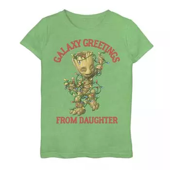 Флисовая футболка Marvel Guardians Of The Galaxy Groot Galaxy для девочек 7–16 лет с поздравлением от дочери Marvel