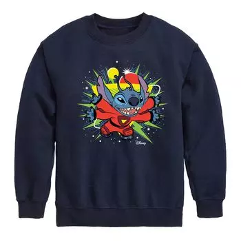 Флисовая футболка с изображением экипажа Disney's Lilo & Stitch для мальчиков 8–20 лет с изображением космоса Disney, синий