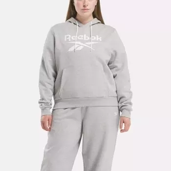 Флисовая худи Identity с большим логотипом (большие размеры) Reebok, серый