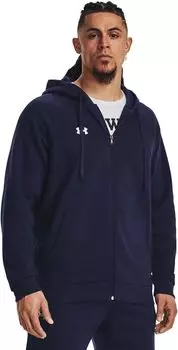 Флисовая худи Rival на молнии во всю длину Under Armour, цвет Midnight Navy/White