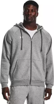 Флисовая худи Rival на молнии во всю длину Under Armour, цвет Castlerock Light Heather/White