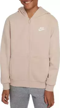 Флисовая худи с молнией во всю длину Nike All Kids Fit Sportswear Club, цвет Sanddrift/White